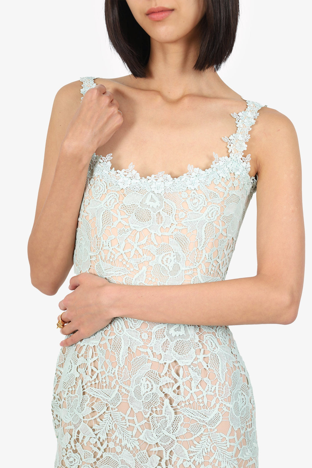 Saulee Turquoise Lace Gown Size 2