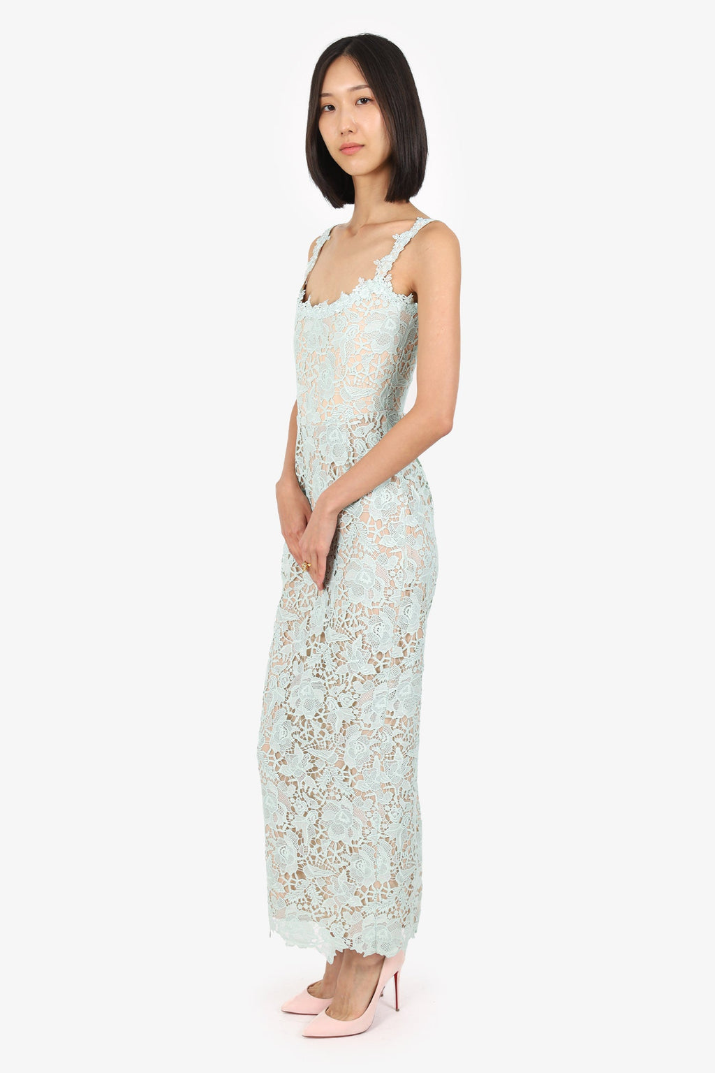 Saulee Turquoise Lace Gown Size 2