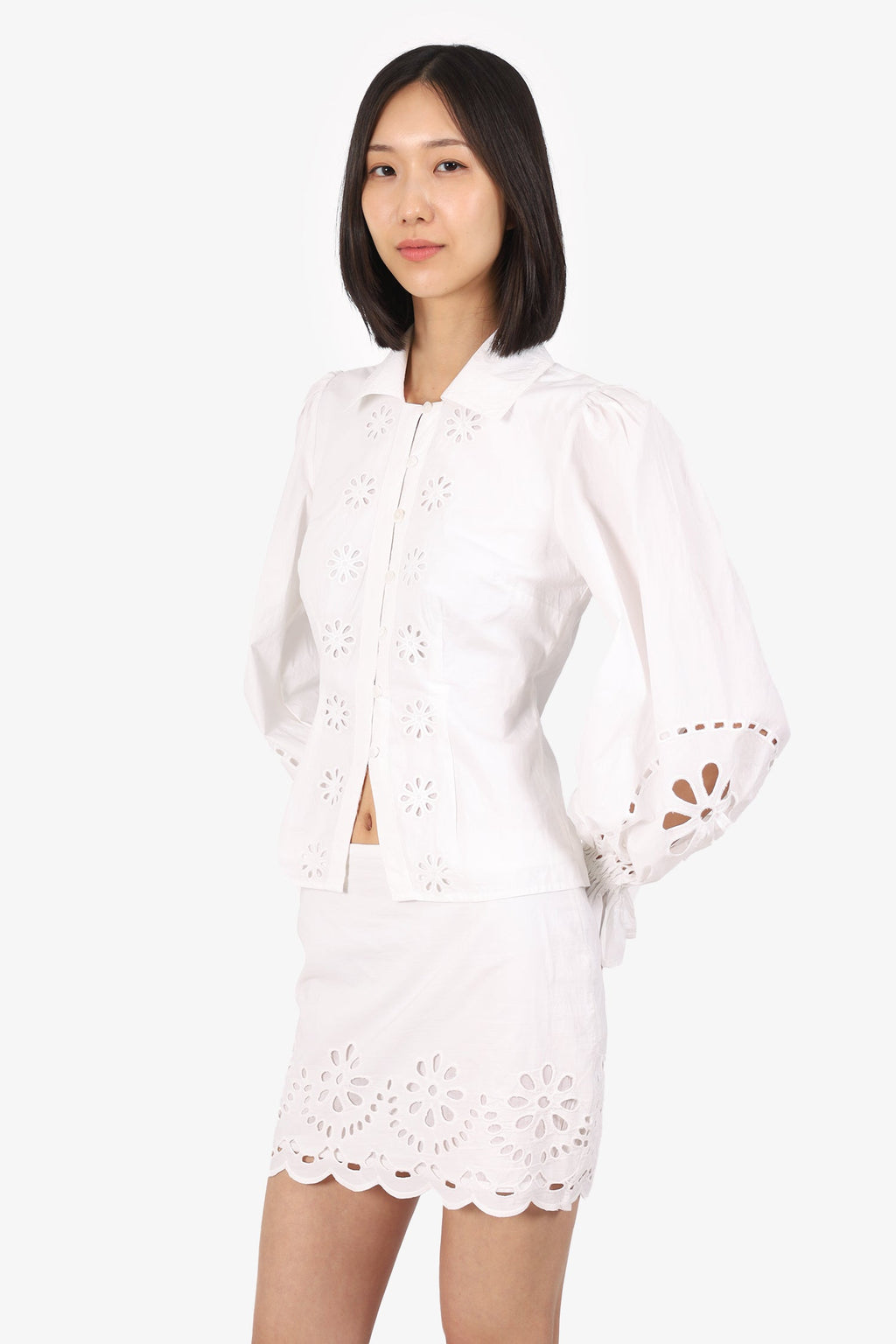 Tularosa White Lace Detail Blouse + Mini Skirt Size XS