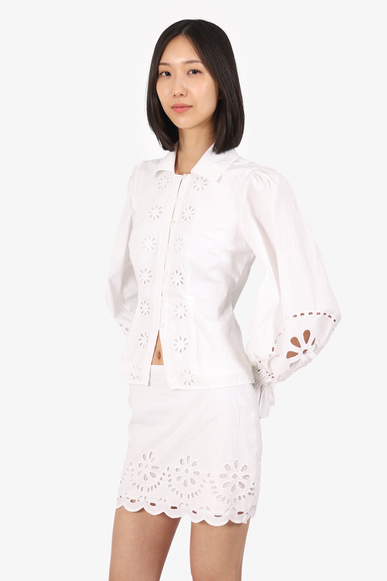 Tularosa White Lace Detail Blouse + Mini Skirt Size XS