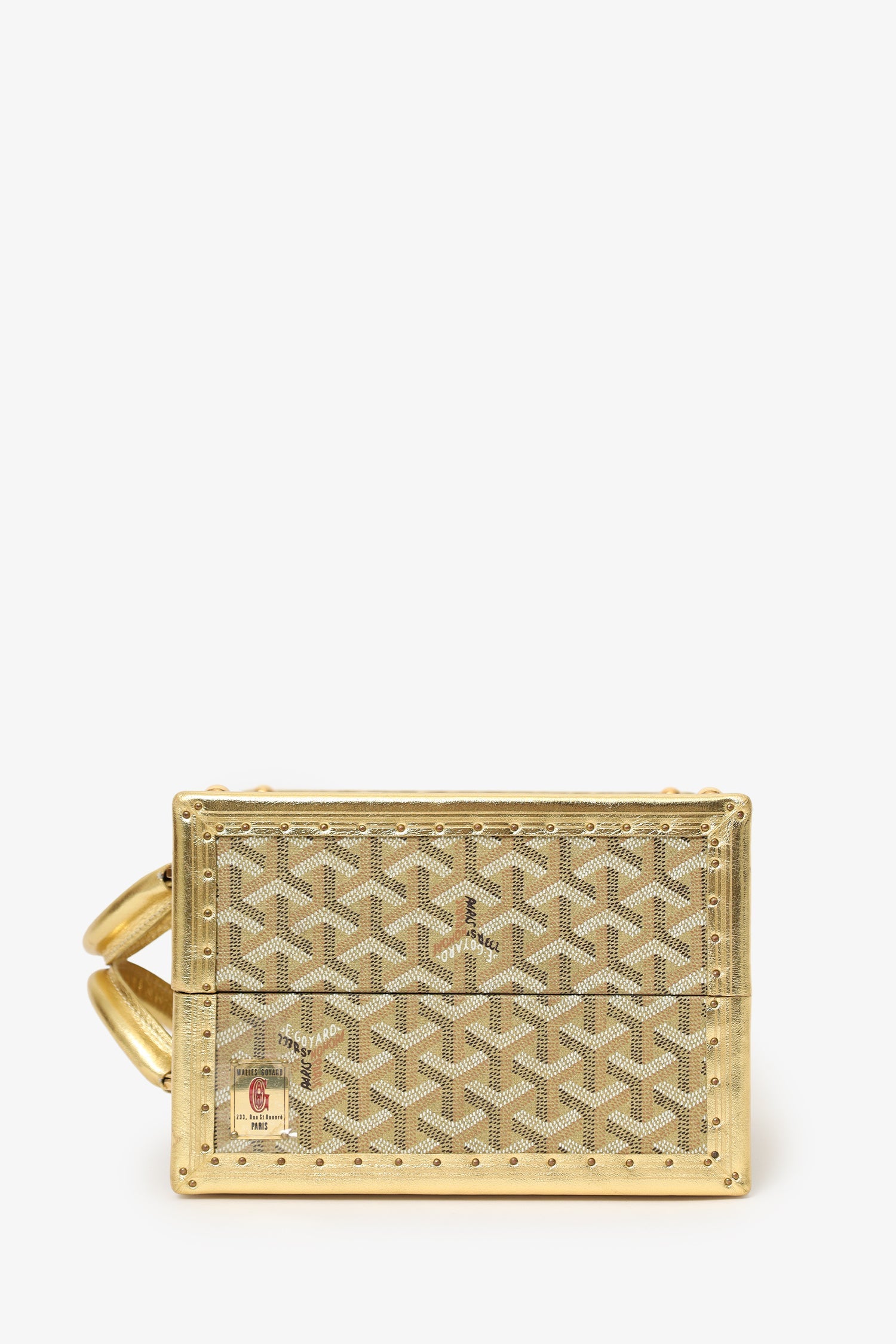 Goyard Gold Canvas Goyardine Travel Pet Bowl 'Ecuelle de Voyage' Trunk