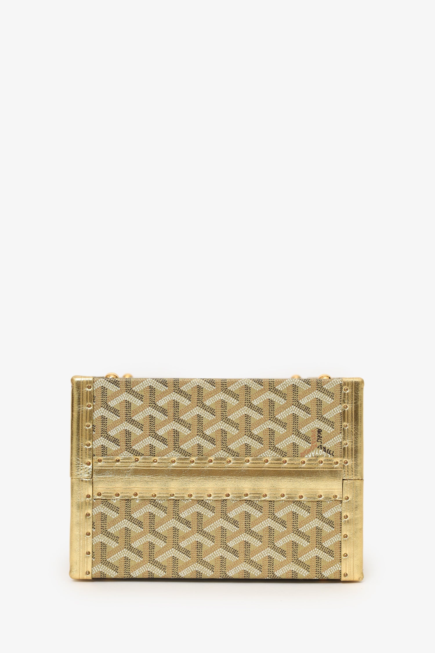 Goyard Gold Canvas Goyardine Travel Pet Bowl 'Ecuelle de Voyage' Trunk