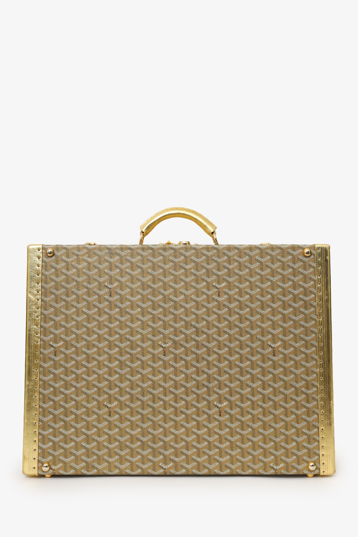 Goyard Gold Gold Goyardine Coated Canvas 'Grand Hotel 50' Trunk