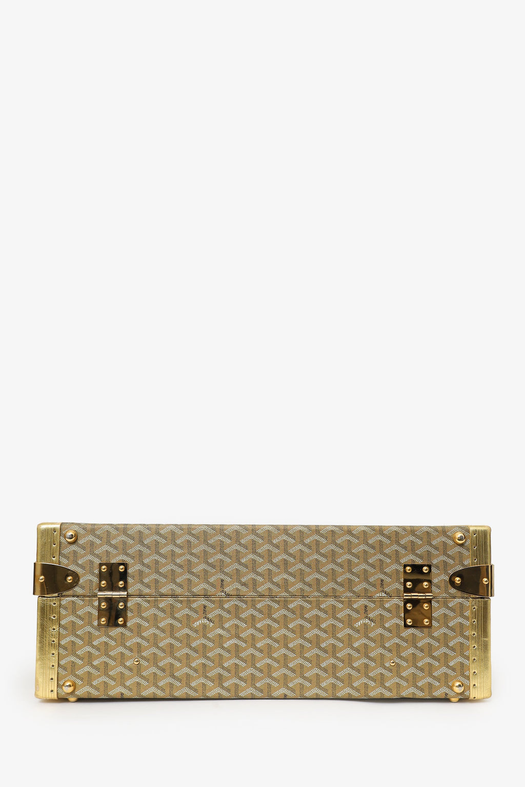 Goyard Gold Gold Goyardine Coated Canvas 'Grand Hotel 50' Trunk