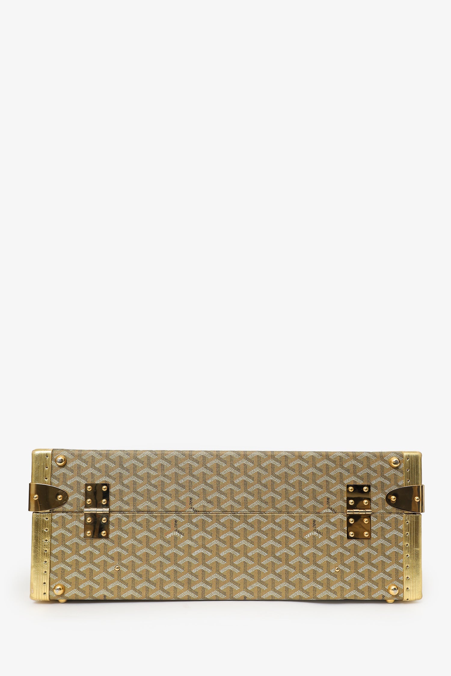 Goyard Gold Gold Goyardine Coated Canvas 'Grand Hotel 50' Trunk