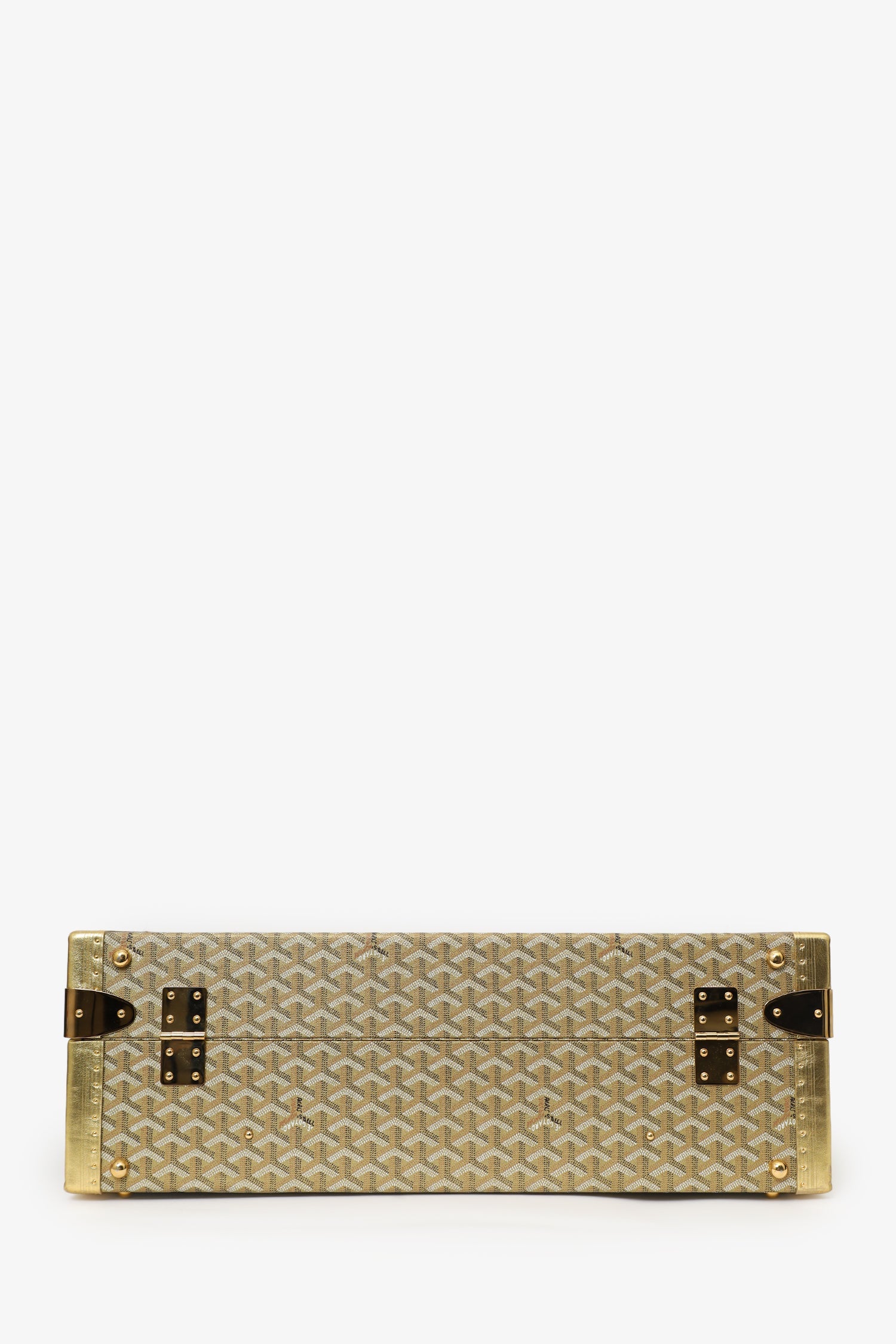 Goyard Gold Gold Goyardine Coated Canvas 'Grand Hotel 60' Trunk