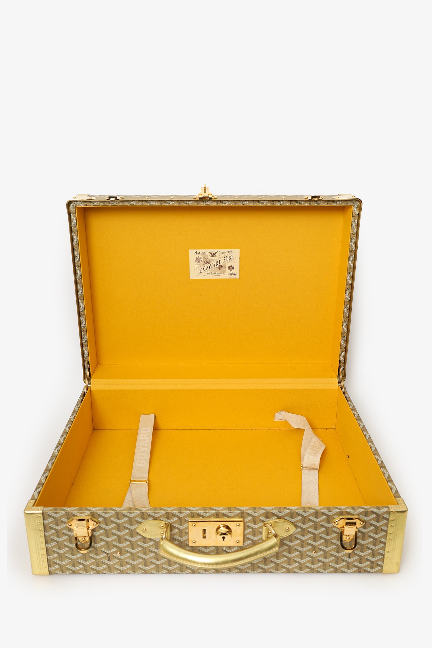 Goyard Gold Gold Goyardine Coated Canvas 'Grand Hotel 60' Trunk