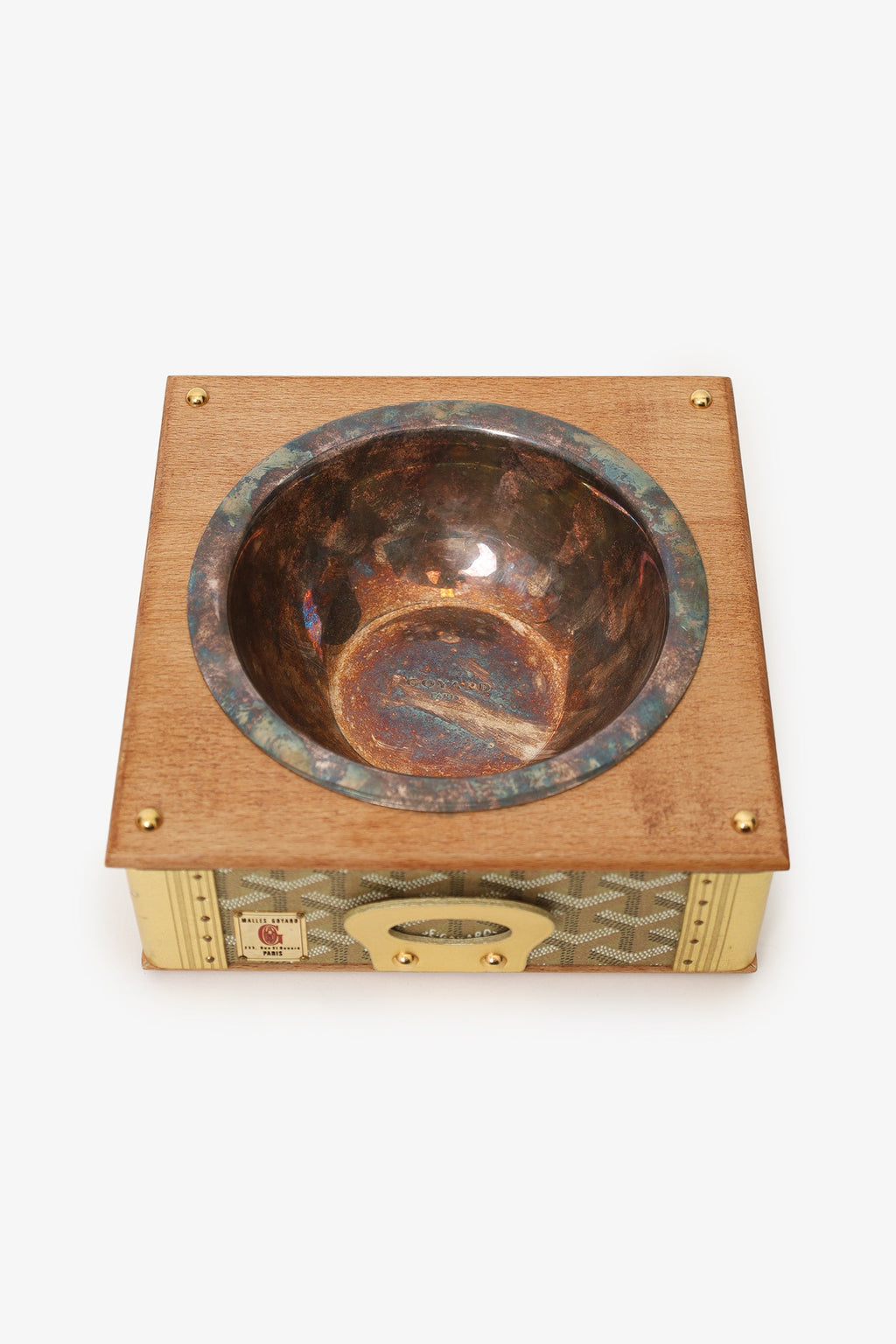 Goyard Gold Canvas Goyardine Travel Pet Bowl 'Ecuelle Edmond' Trunk