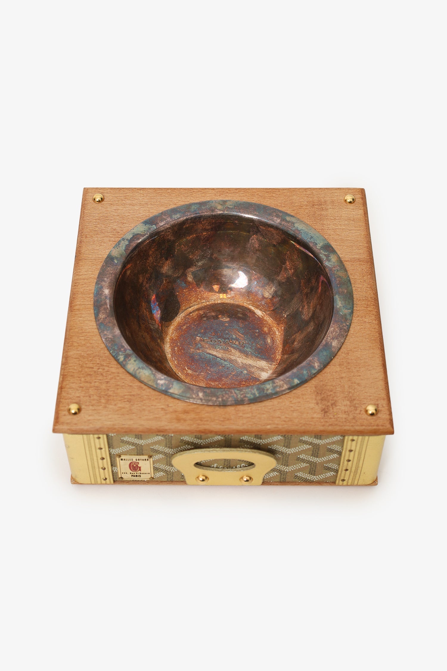 Goyard Gold Canvas Goyardine Travel Pet Bowl 'Ecuelle Edmond' Trunk