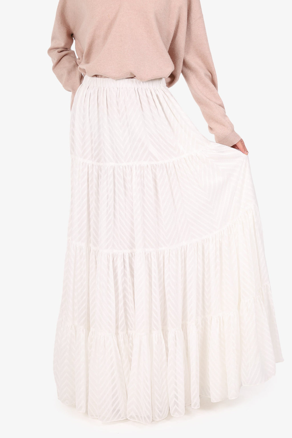 Michael Costello x Revolve White Tiered Maxi Skirt Size XS