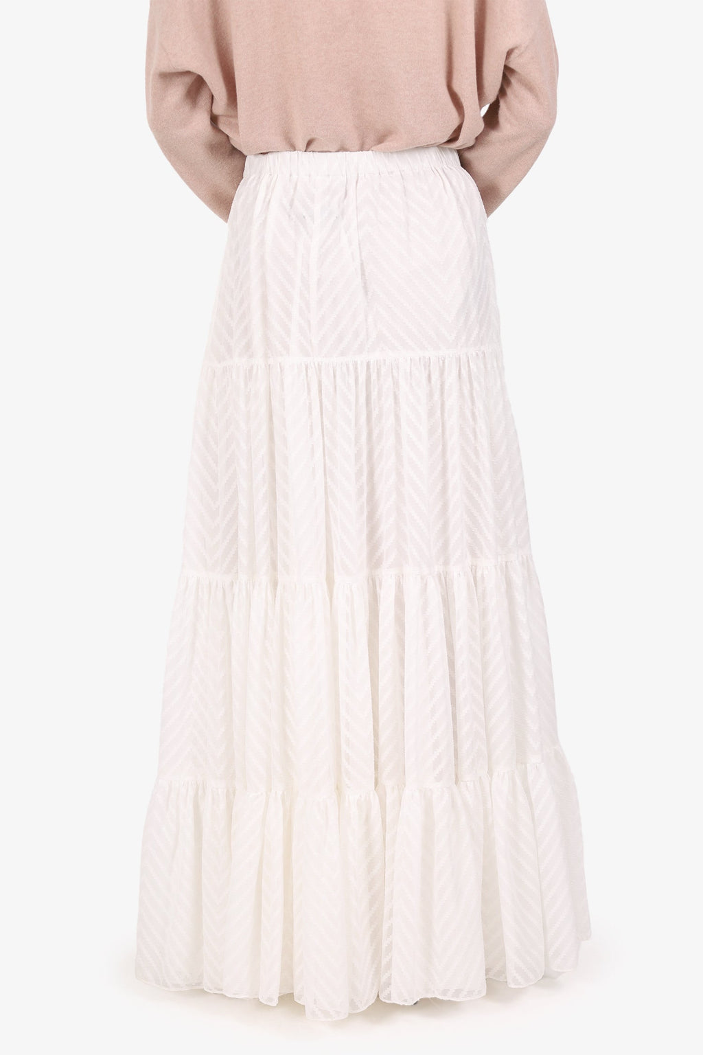 Michael Costello x Revolve White Tiered Maxi Skirt Size XS