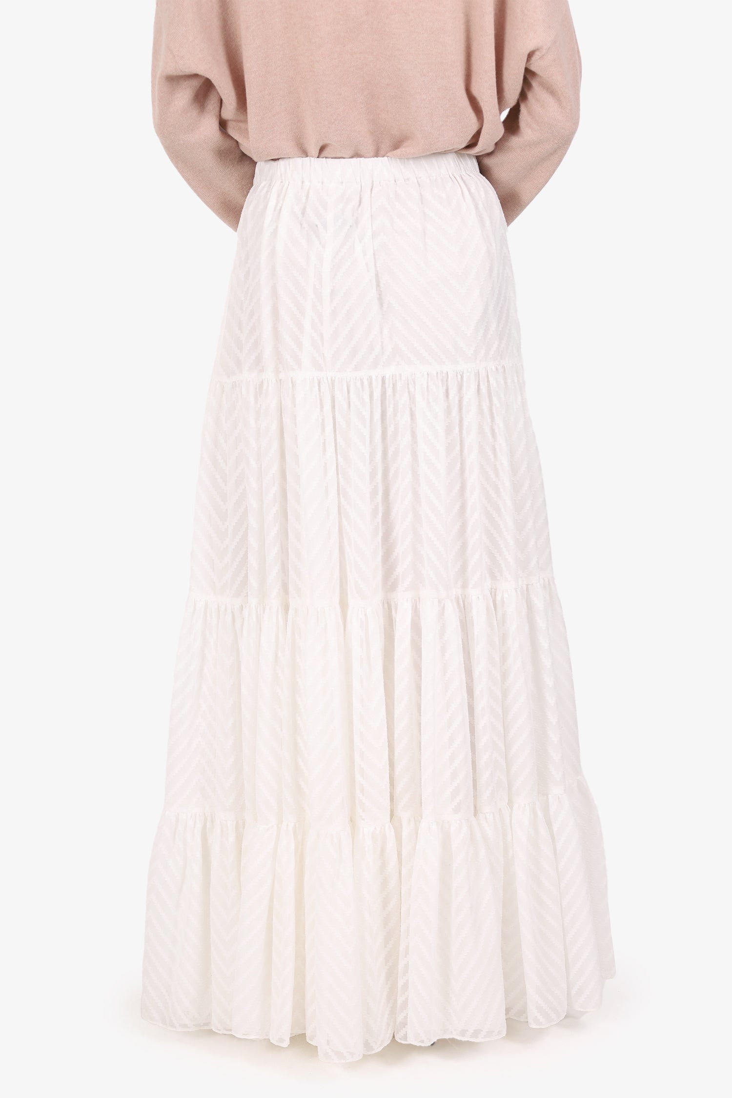 Michael Costello x Revolve White Tiered Maxi Skirt Size XS