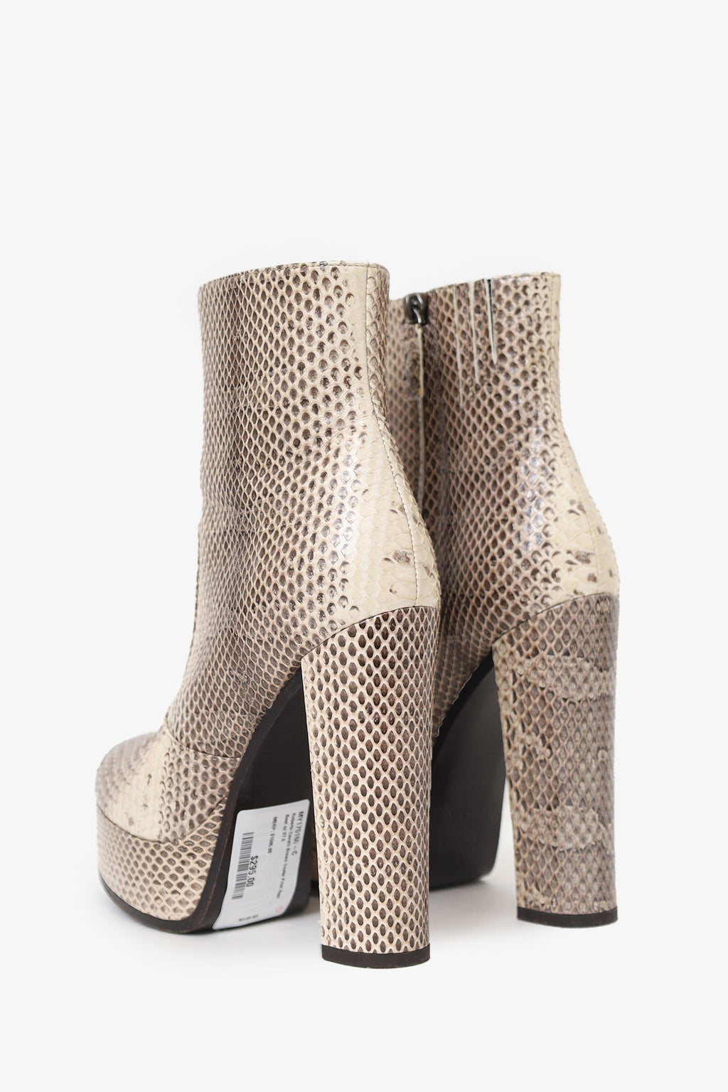 Roberto Cavalli Brown Snake Print Heel Boot Size 37.5