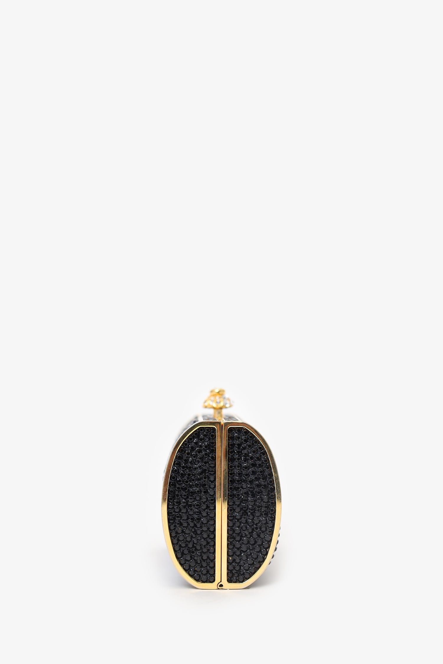 Judith Leiber Black/Gold Crystal Rectangular Clutch on Chain