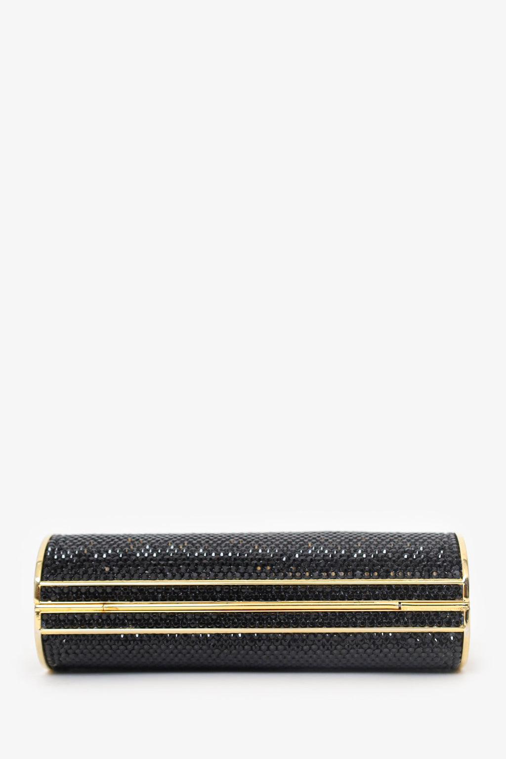 Judith Leiber Black/Gold Crystal Rectangular Clutch on Chain