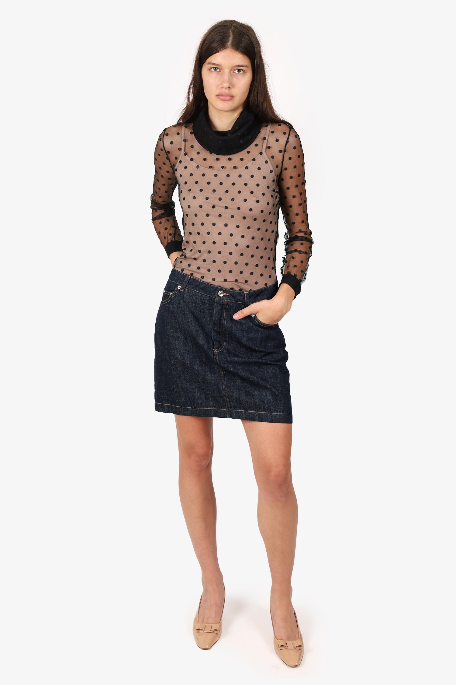 Dolce & Gabbana Navy Denim Mini Skirt Size 44