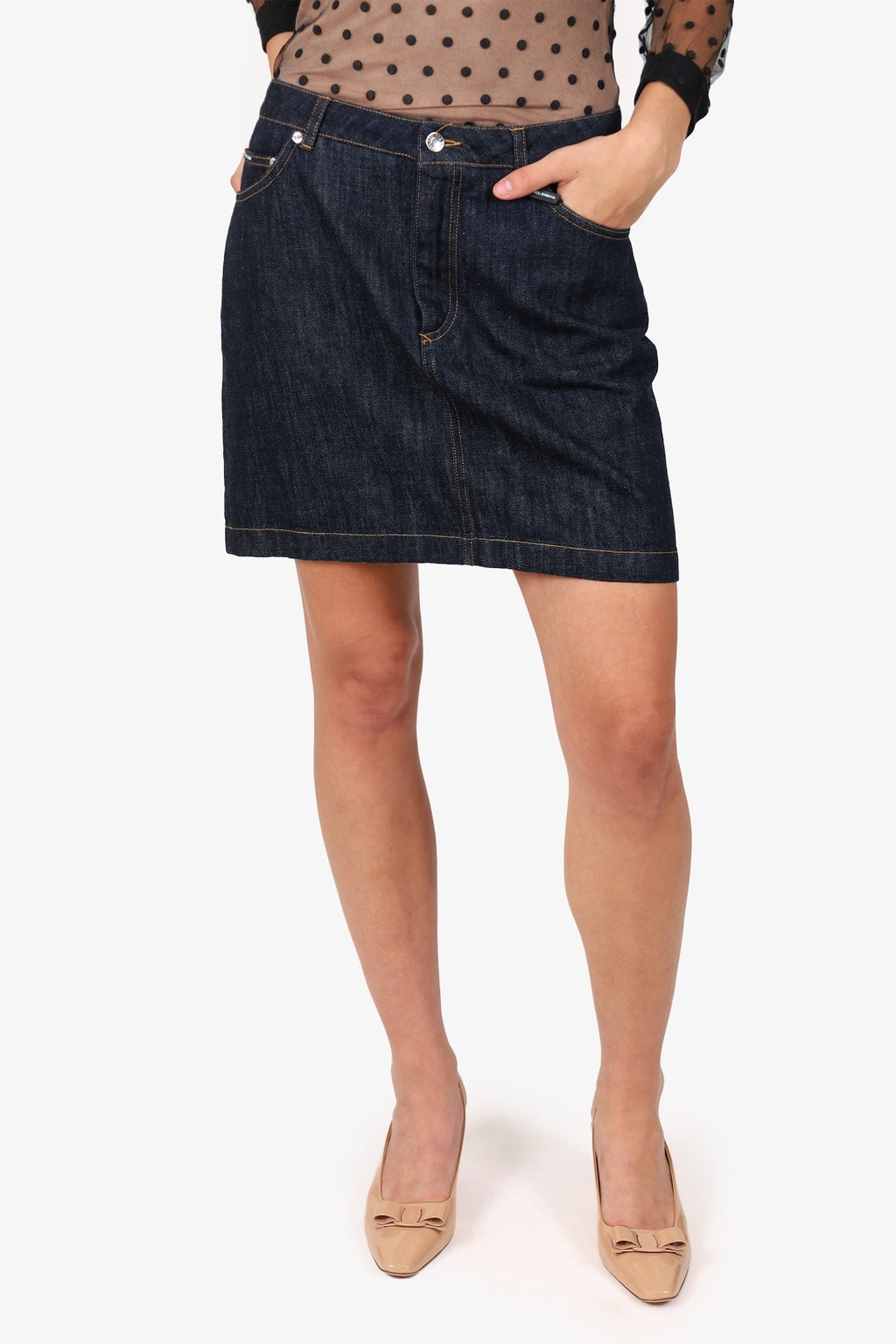 Dolce & Gabbana Navy Denim Mini Skirt Size 44