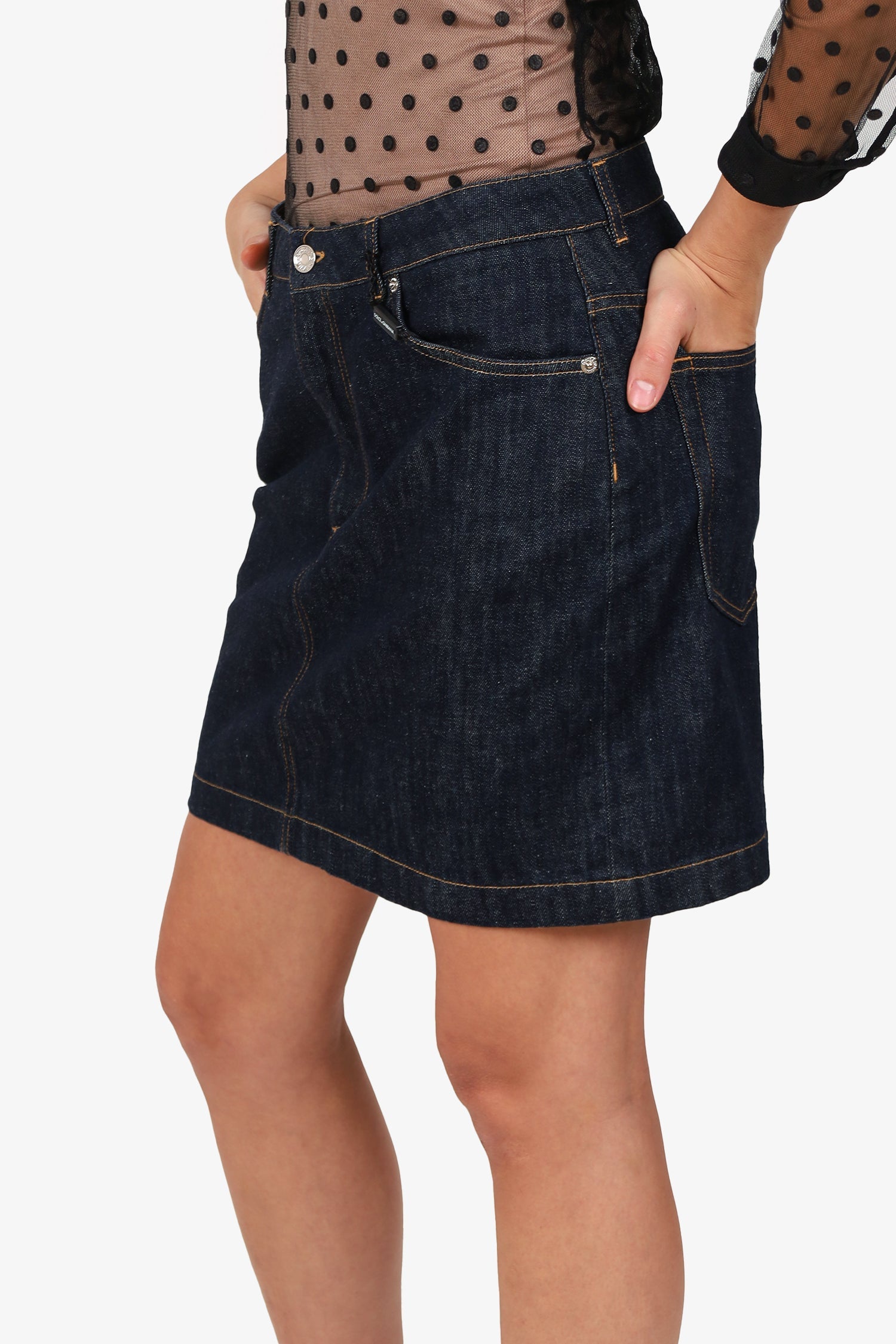 Dolce & Gabbana Navy Denim Mini Skirt Size 44