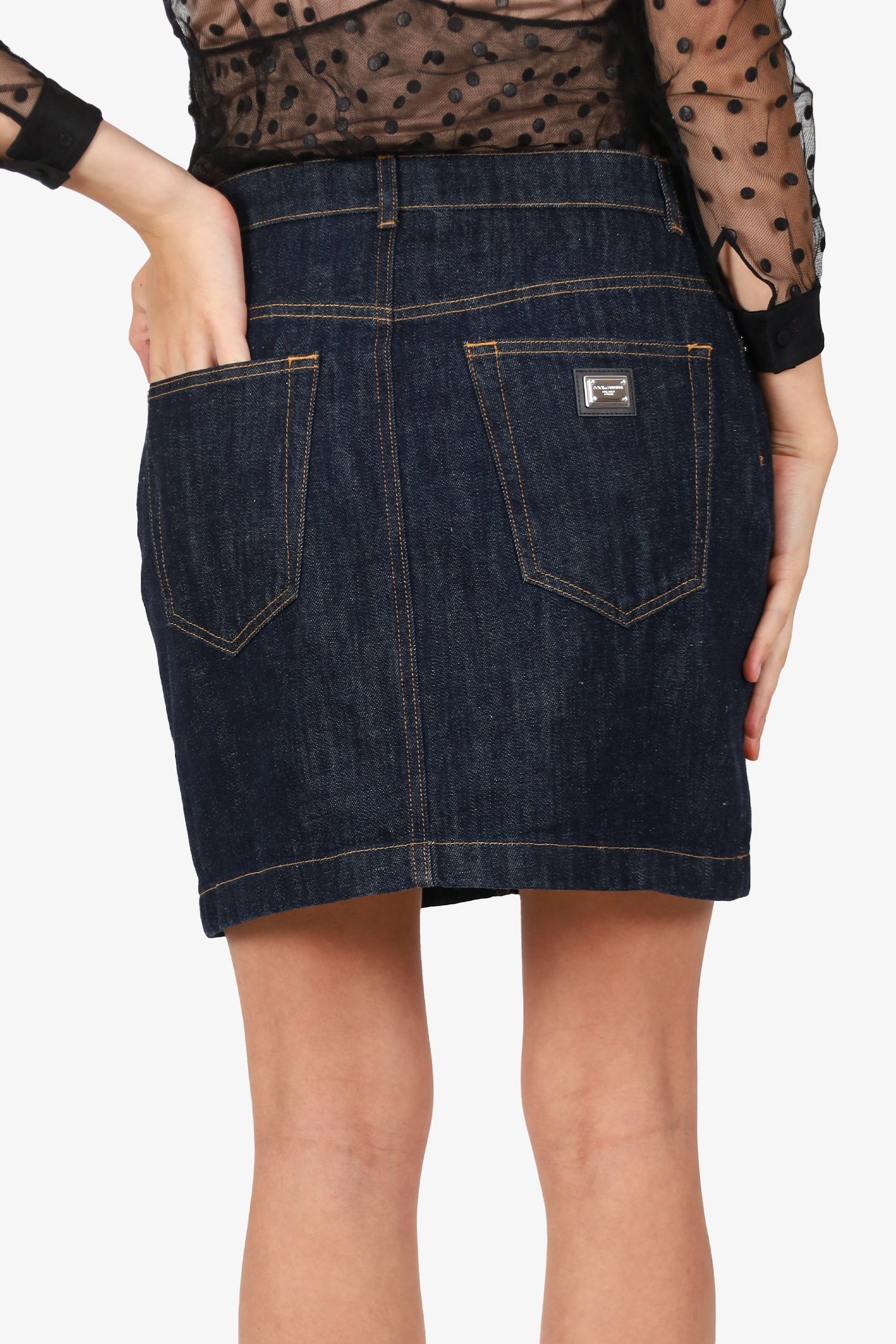 Dolce & Gabbana Navy Denim Mini Skirt Size 44