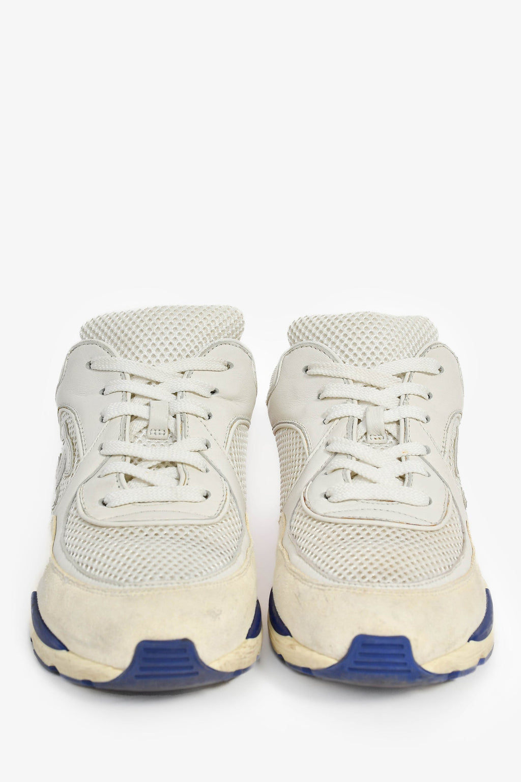 Pre-Loved Chanel™ White/Multicolour Mesh CC Logo Sneakers Size 37