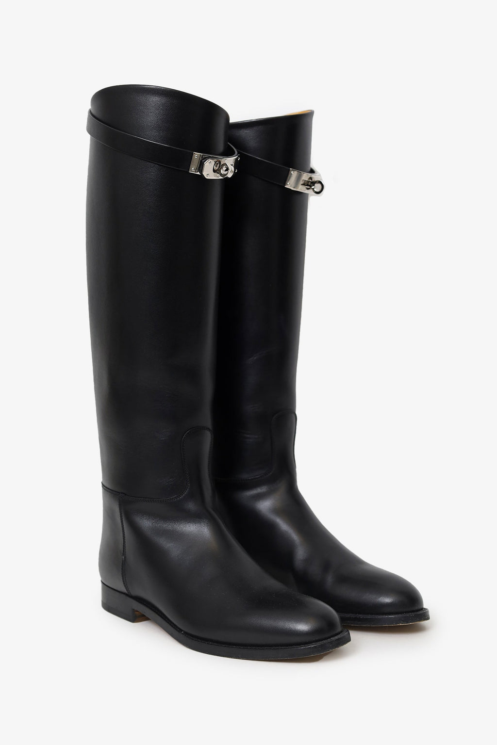 Hermès Black Smooth Leather 'Jumping' Riding Boots Size 37.5