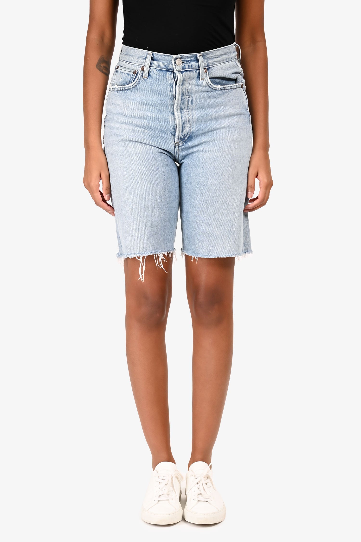 Agolde Blue Denim Distressed Shorts Size 23
