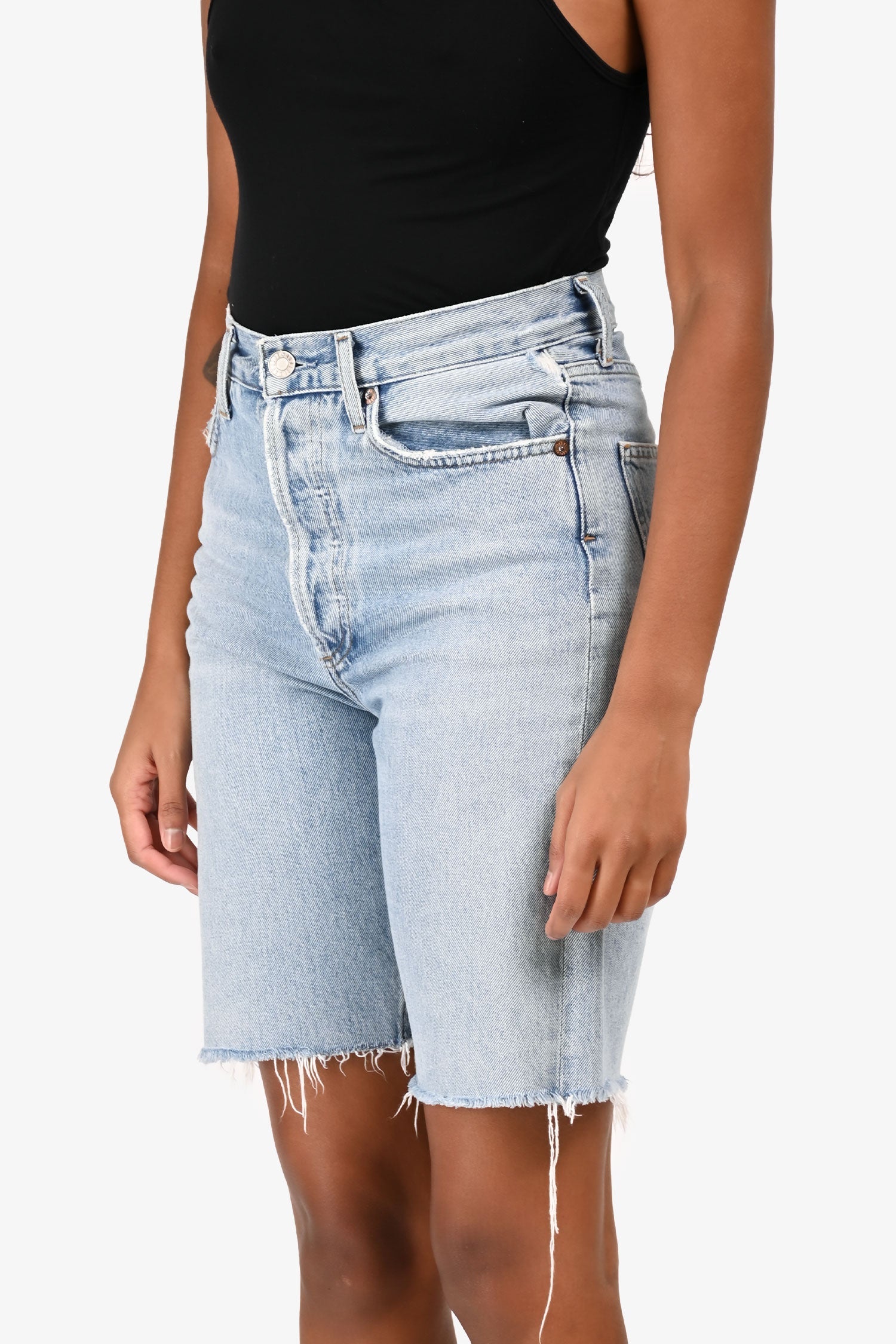 Agolde Blue Denim Distressed Shorts Size 23