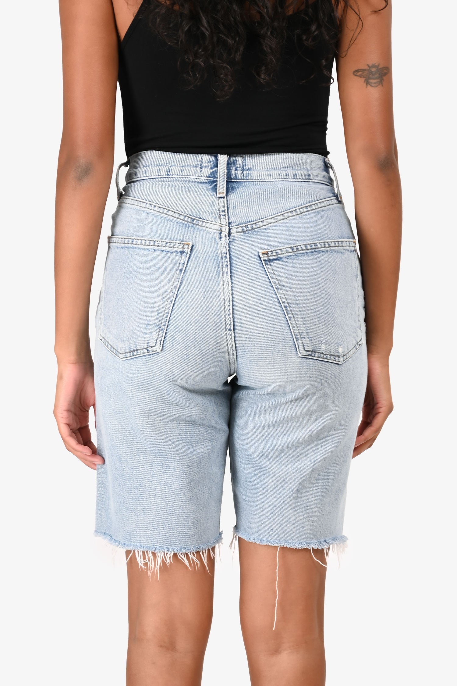 Agolde Blue Denim Distressed Shorts Size 23