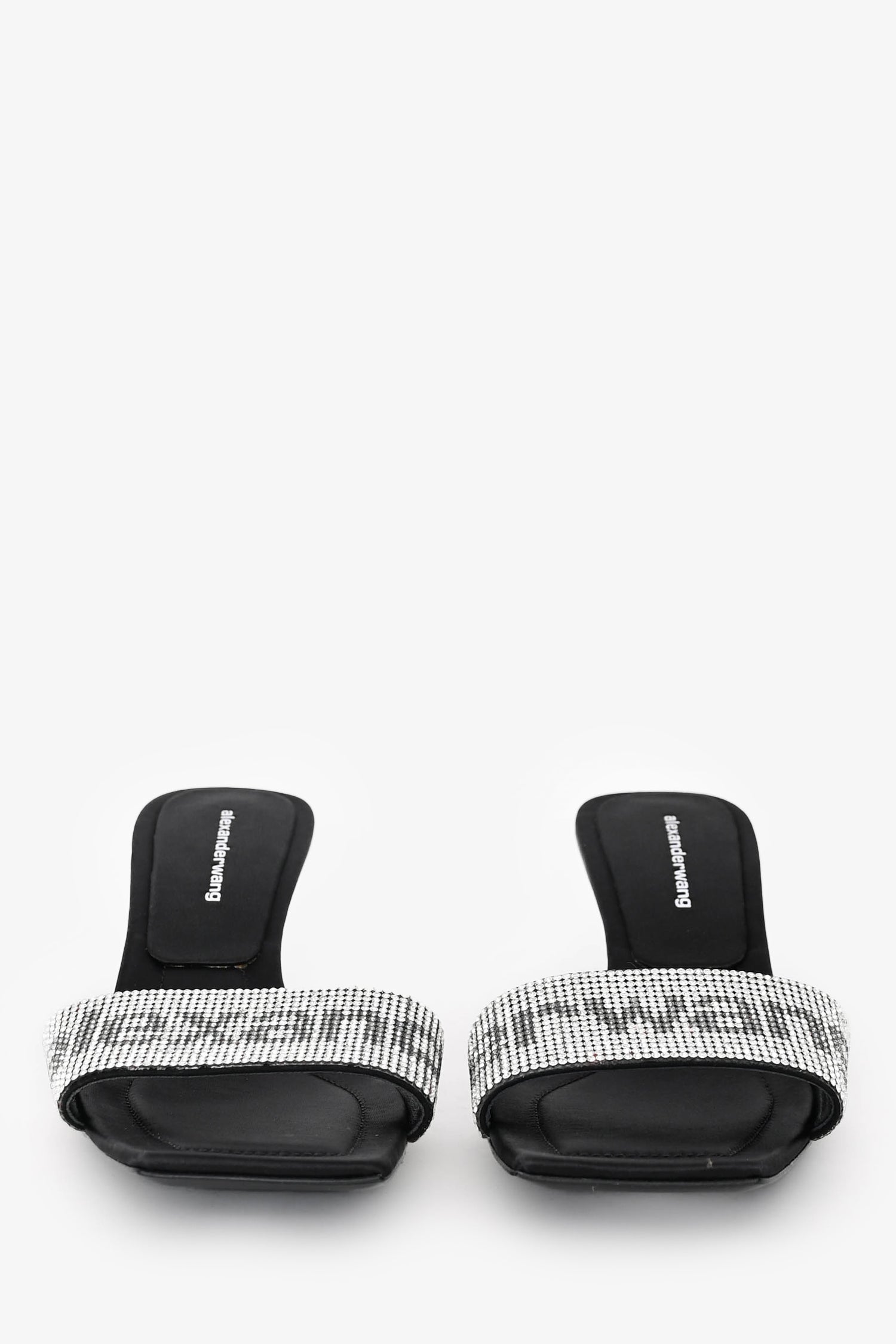 Alexander Wang Black Crystal Embellished Logo 'Jessica' Sandals Size 36