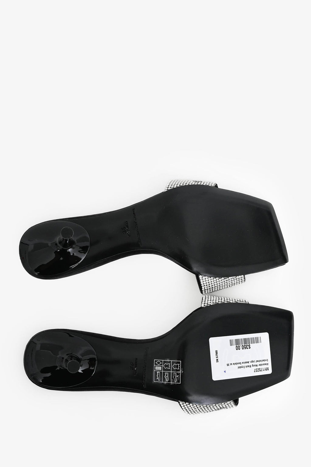 Alexander Wang Black Crystal Embellished Logo 'Jessica' Sandals Size 36