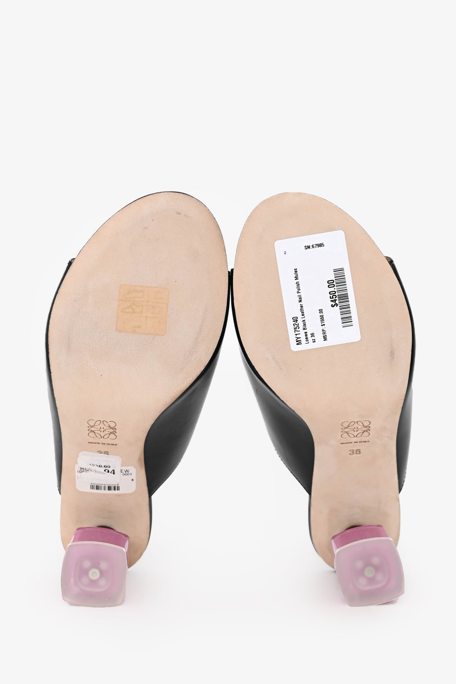 Loewe Black Leather Nail Polish Mules Size 36