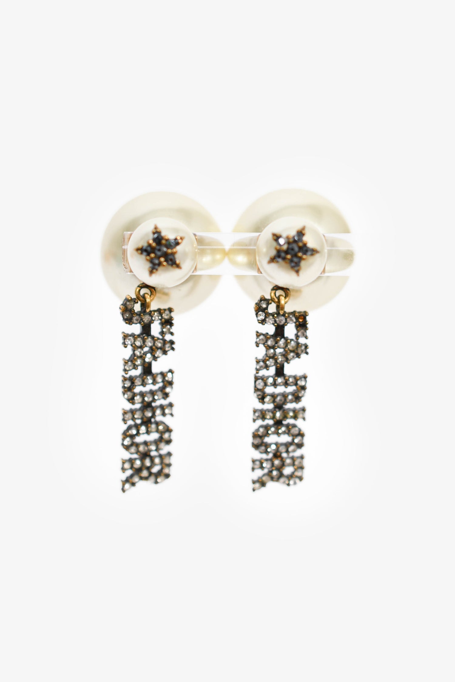 Christian Dior Faux Pearl/Crystal J'Adior Drop Earrings