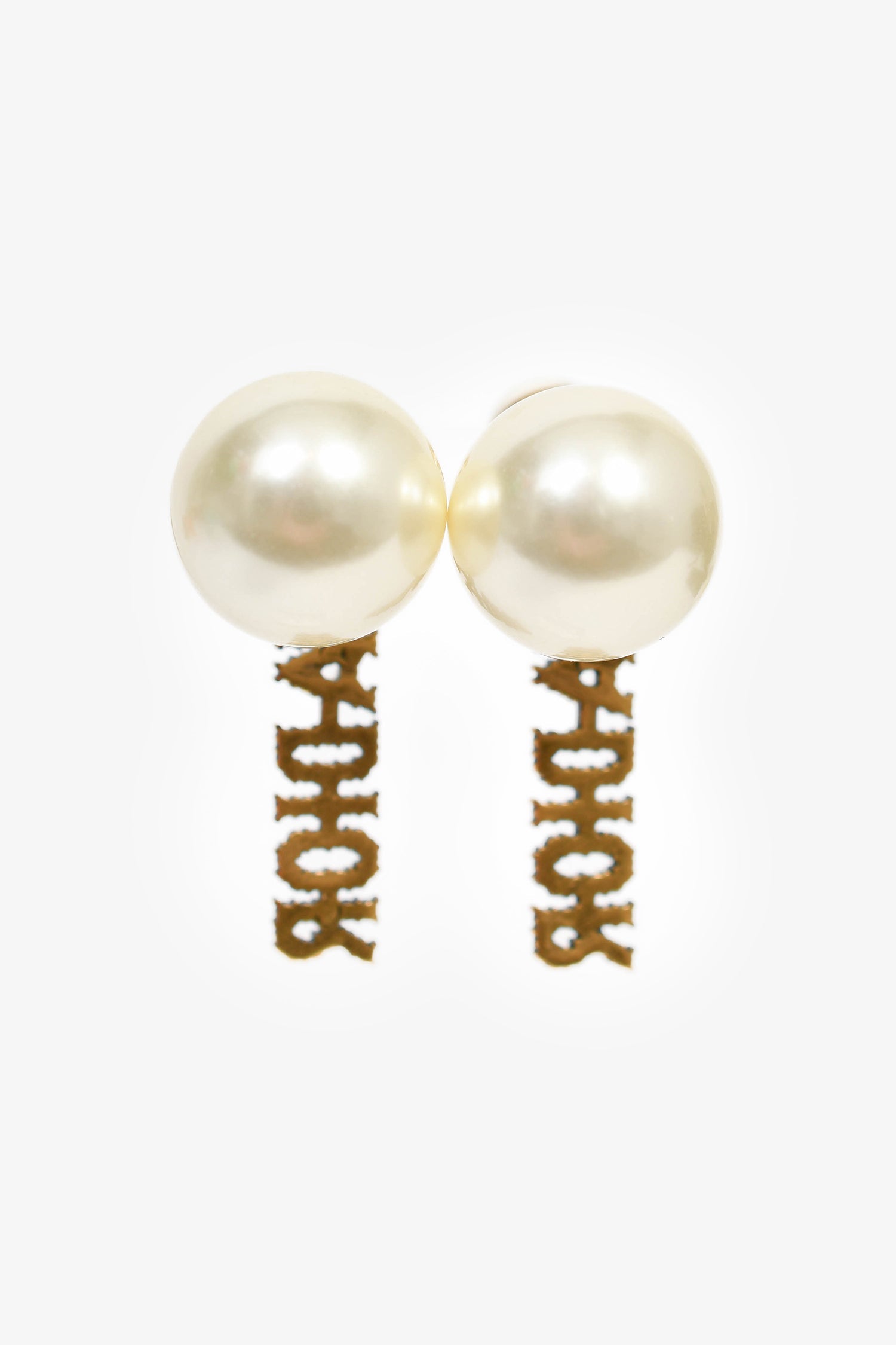 Christian Dior Faux Pearl/Crystal J'Adior Drop Earrings