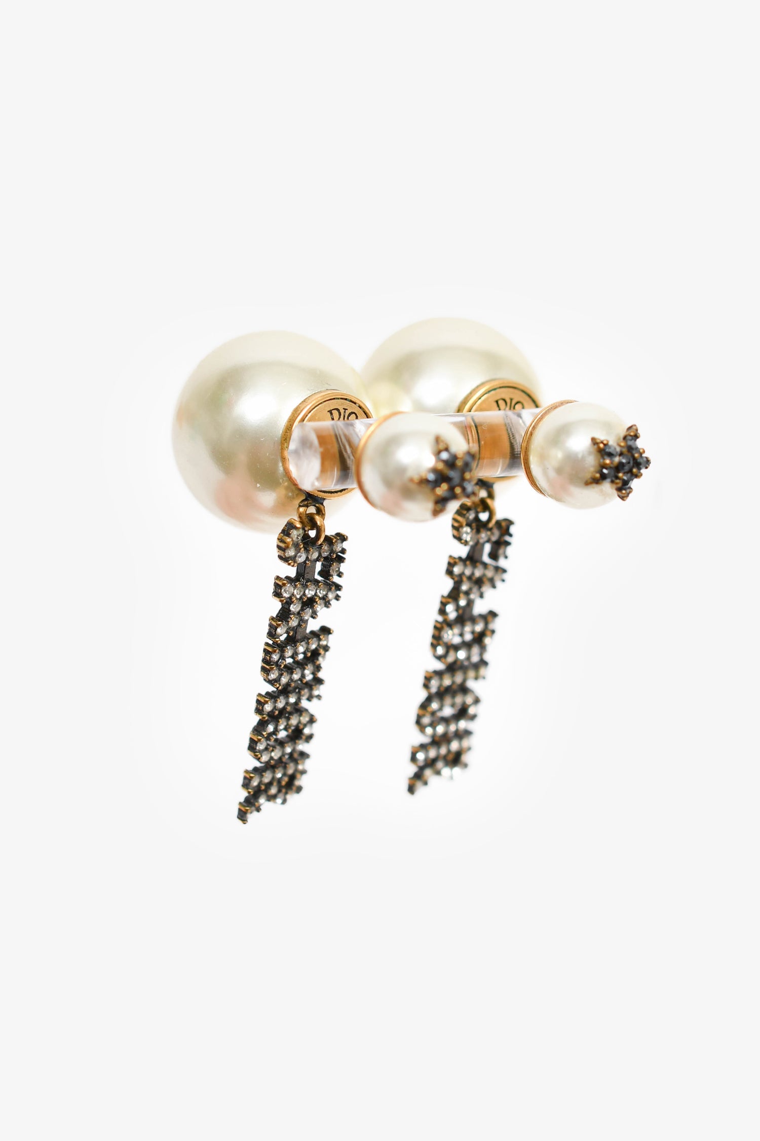 Christian Dior Faux Pearl/Crystal J'Adior Drop Earrings