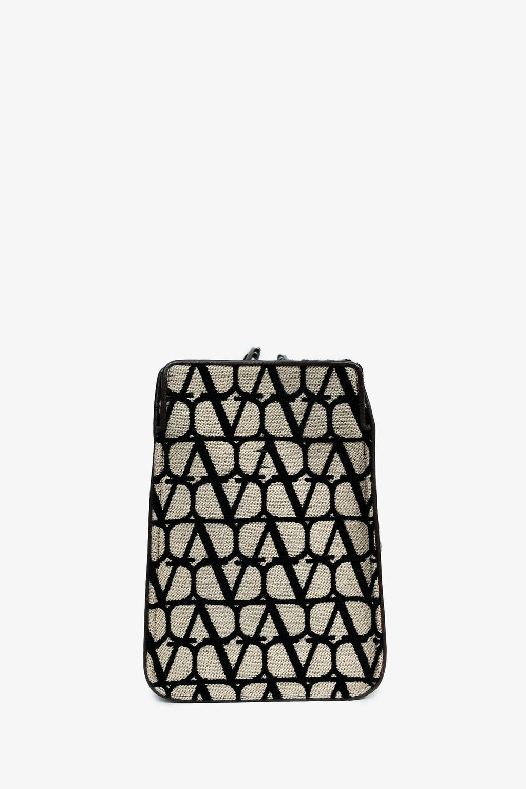 Valentino Brown/Black Canvas/Leather Trim Logo Tote Bag
