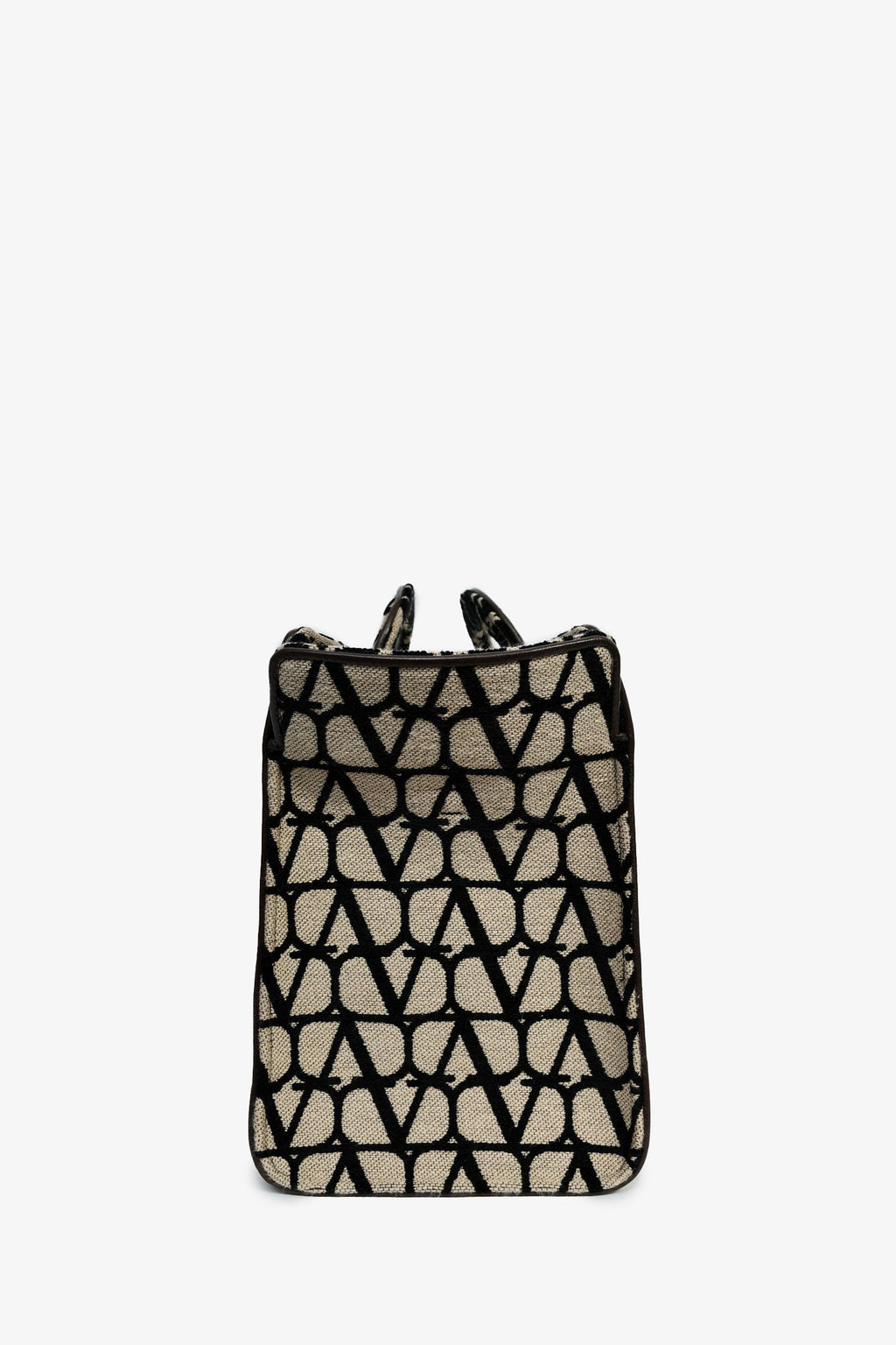 Valentino Brown/Black Canvas/Leather Trim Logo Tote Bag