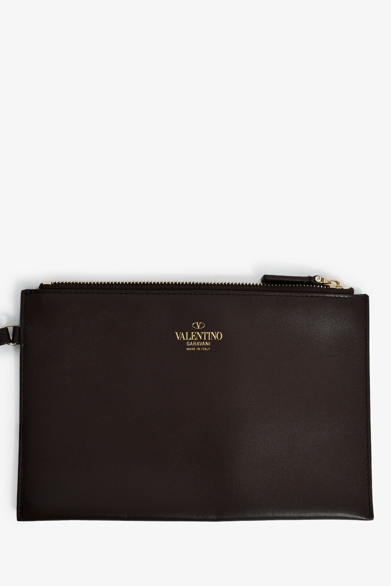 Valentino Brown/Black Canvas/Leather Trim Logo Tote Bag