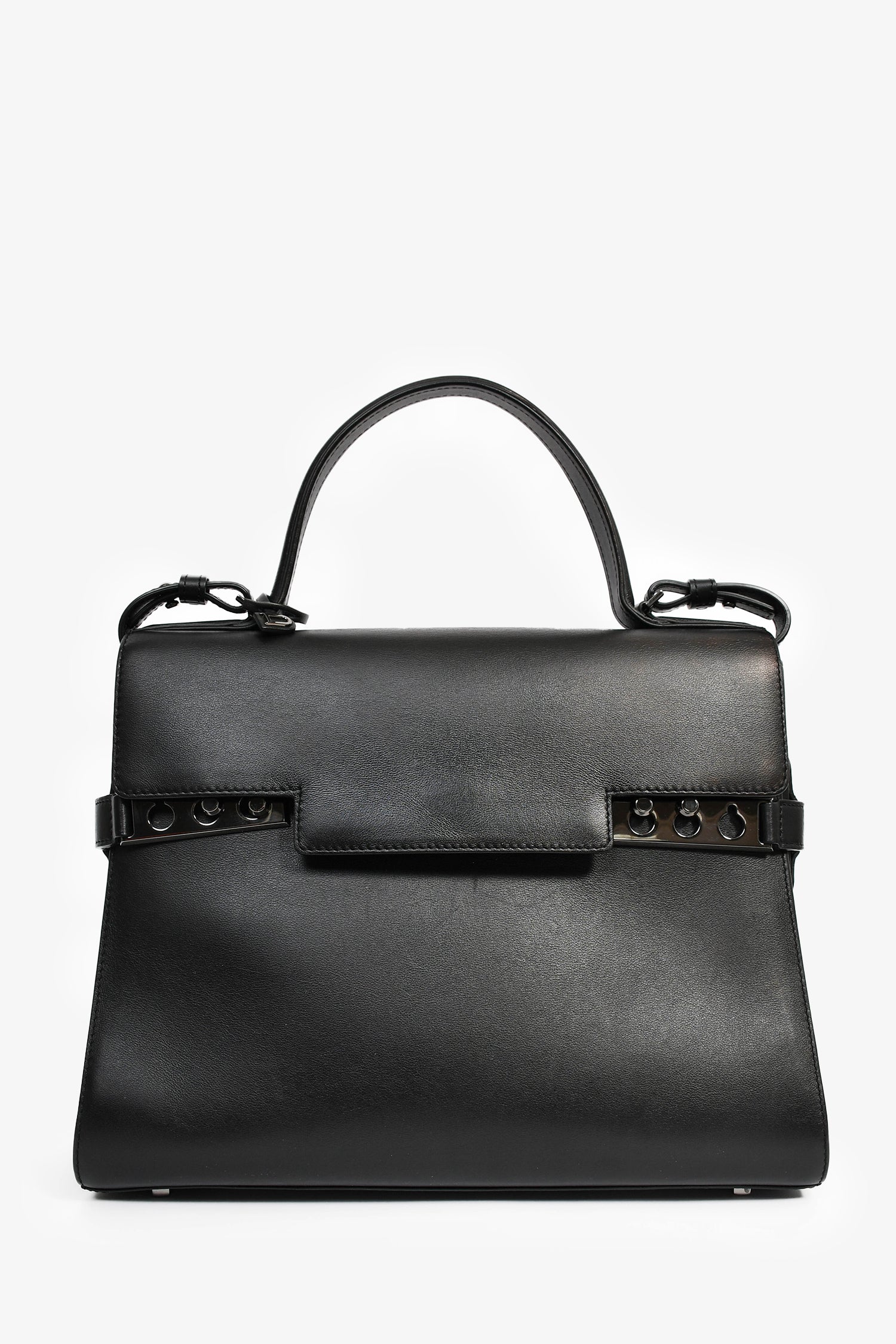 Delvaux Black Leather 'Tempete' GM Top Handle Bag