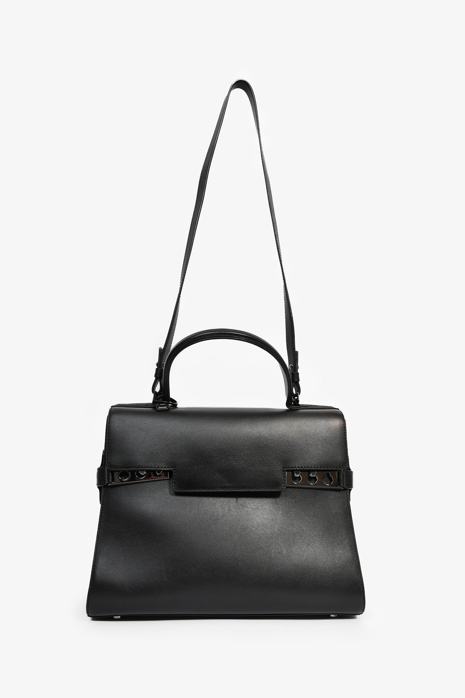 Delvaux Black Leather 'Tempete' GM Top Handle Bag