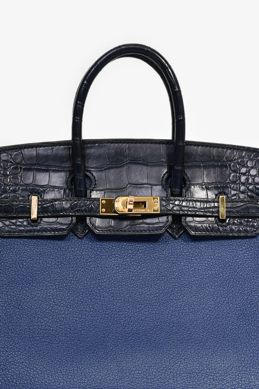 Hermès 2018 Blue Sapphire Taurillion Novillo And Blue Marine Matte Alligator Touch Birkin 25 RGHW