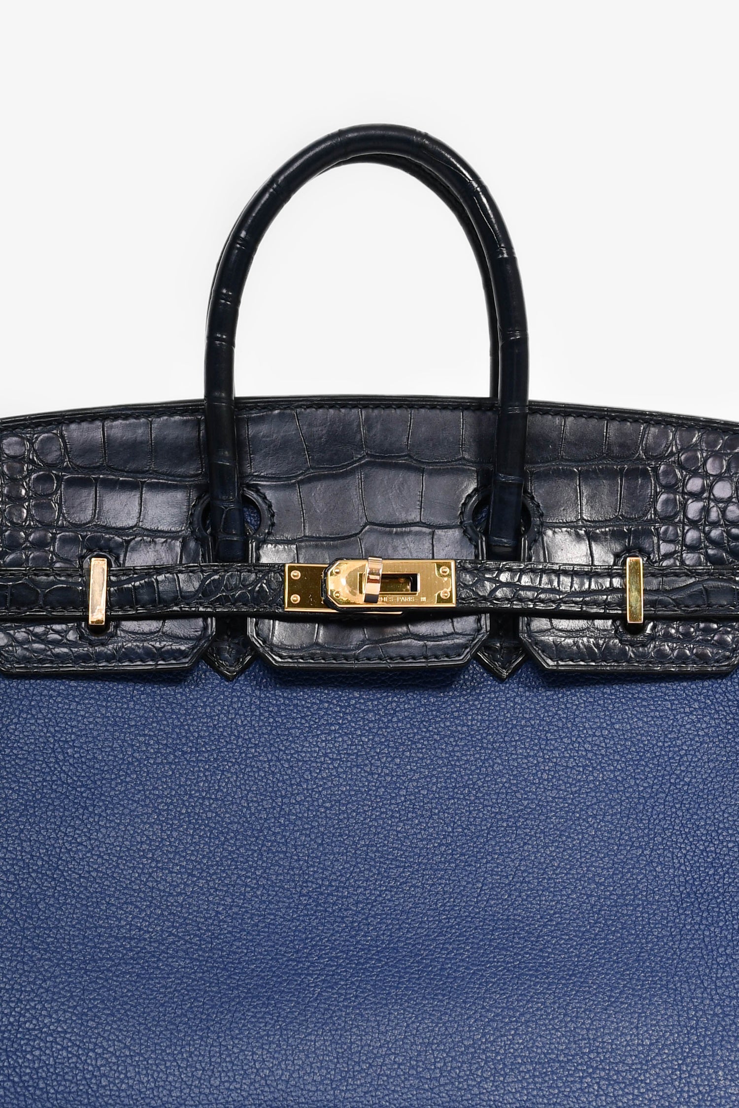 Hermès 2018 Blue Sapphire Taurillion Novillo And Blue Marine Matte Alligator Touch Birkin 25 RGHW