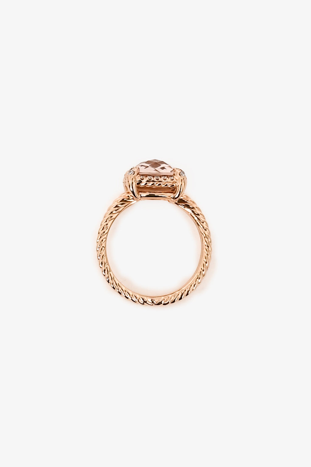 David Yurman 18k Rose Gold 'Chatelaine® Pavé Bezel' 9mm Ring Size 6.5