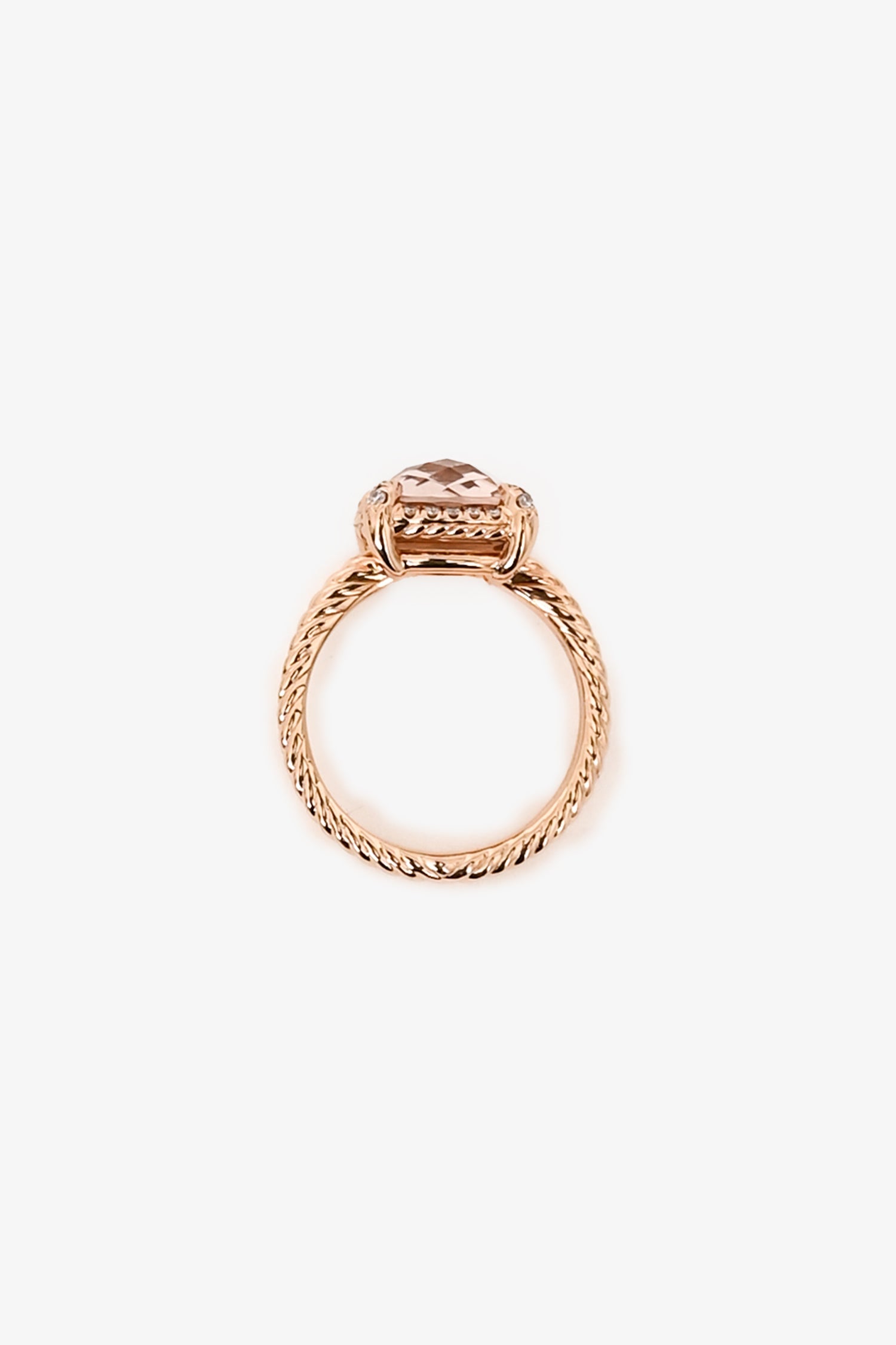 David Yurman 18k Rose Gold 'Chatelaine® Pavé Bezel' 9mm Ring Size 6.5