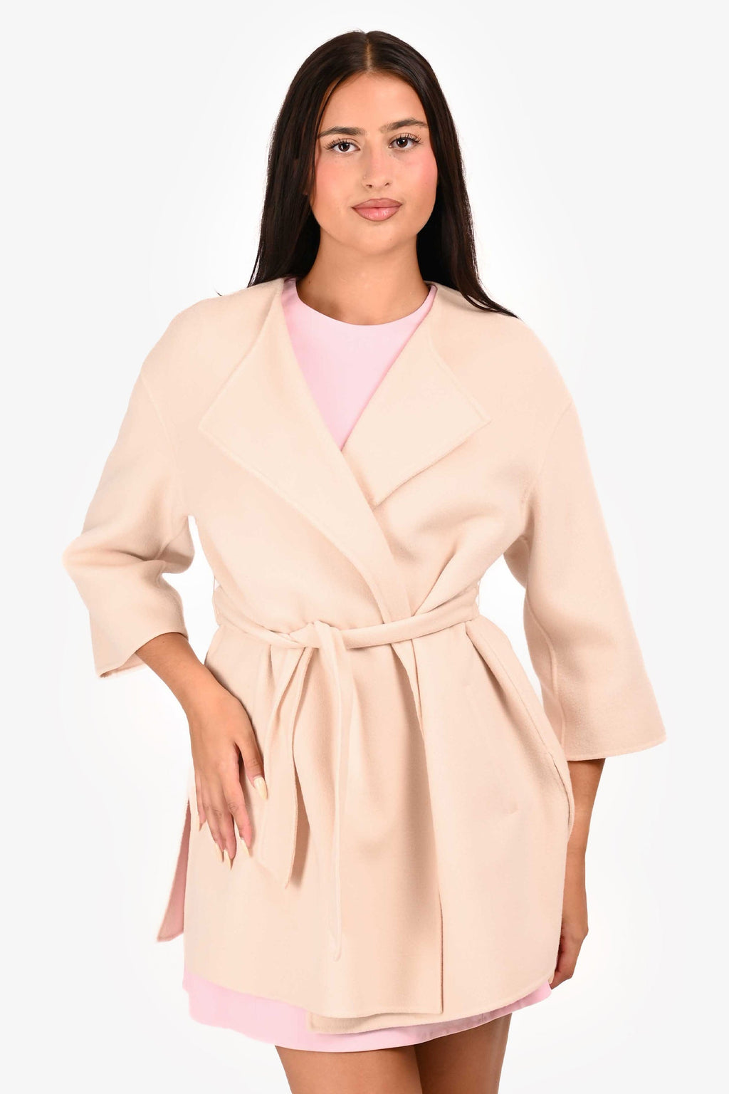 Weekend Max Mara Cream Wool Belted Coat Size 2 US