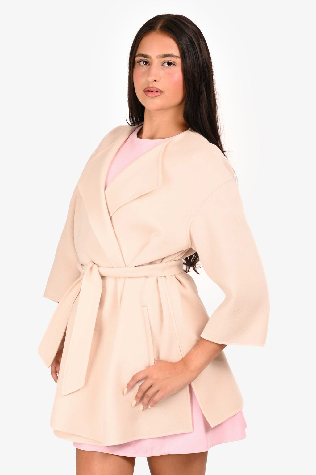 Weekend Max Mara Cream Wool Belted Coat Size 2 US