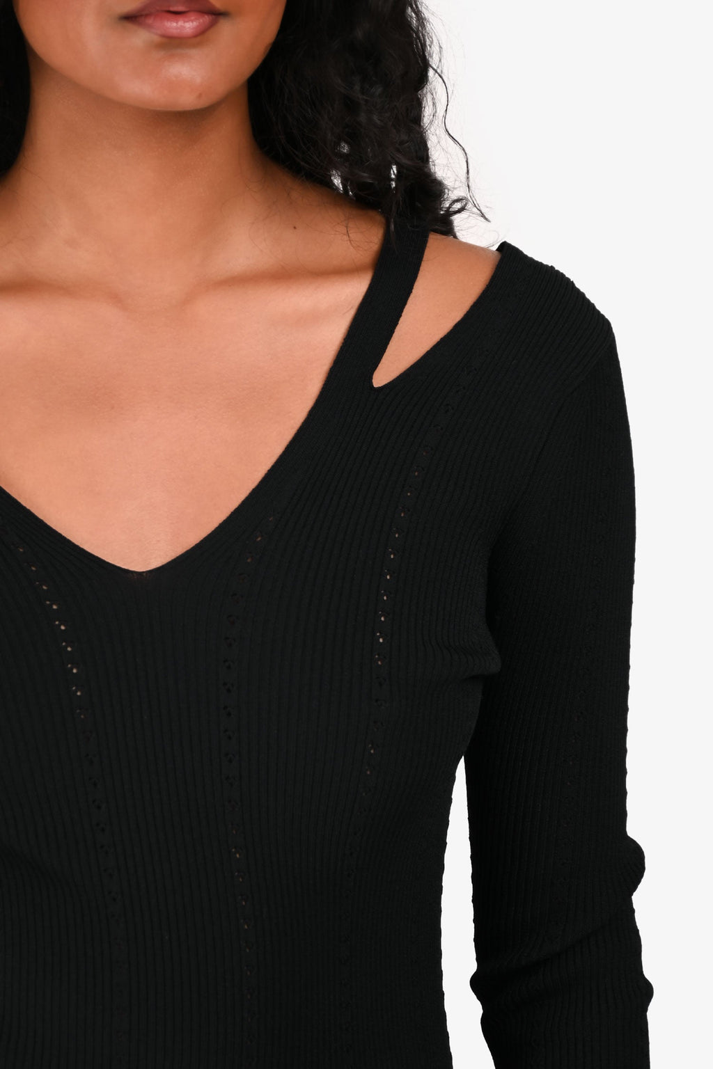 Sandro Black Knit Cut Out Top Size 1
