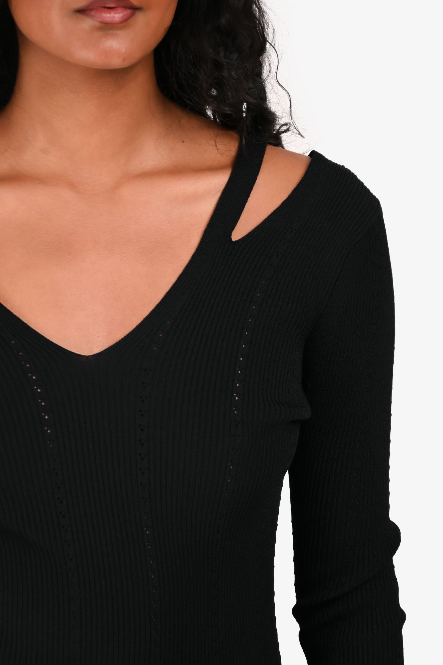 Sandro Black Knit Cut Out Top Size 1