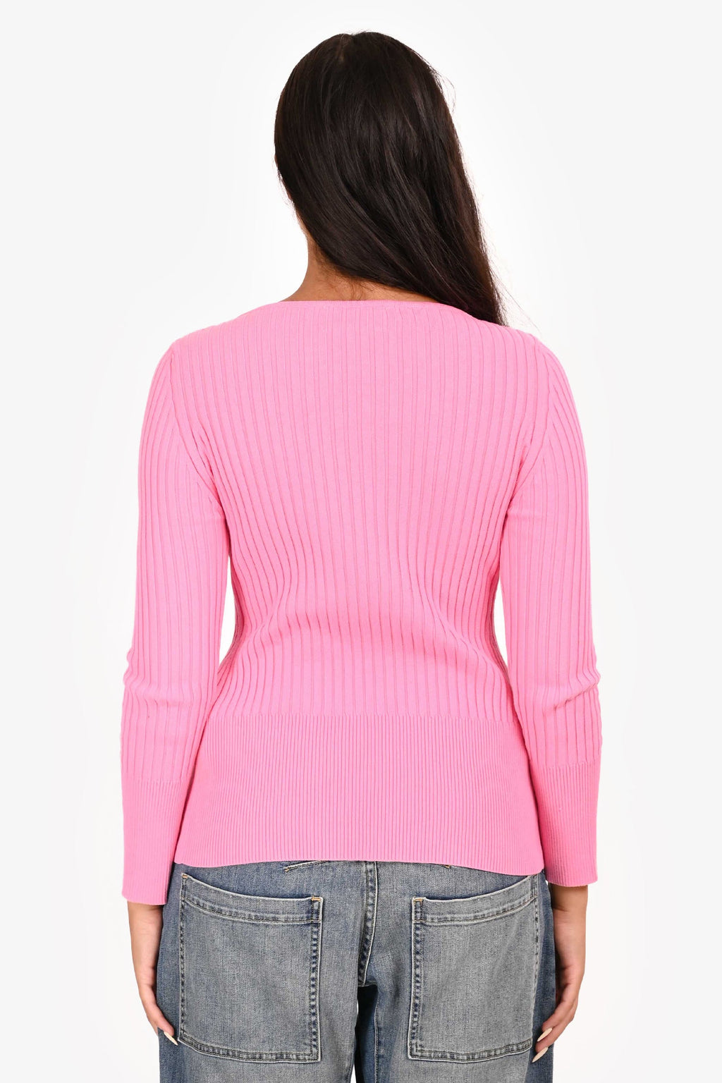 Attire: The Studio Pink Ribbed Cotton Buttoned igan Top Size S
