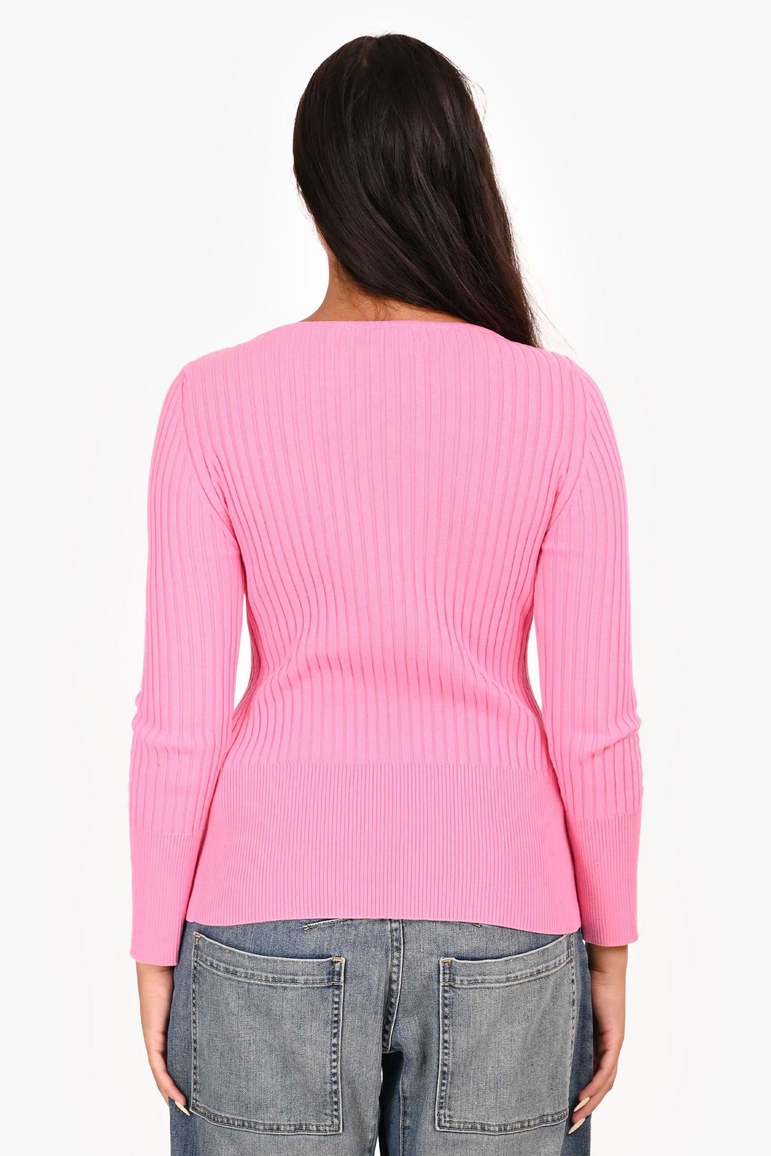 Attire: The Studio Pink Ribbed Cotton Buttoned igan Top Size S