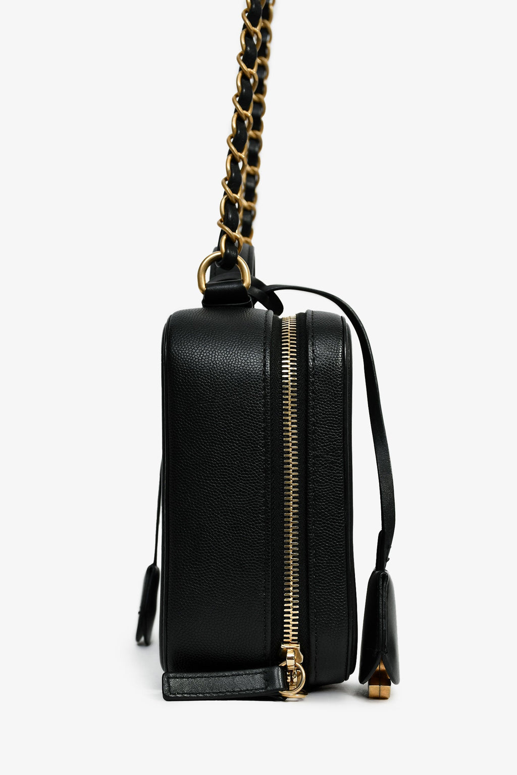Pre-Loved Chanel™ 2018 Black Caviar Leather Filigree Medium Vanity Case Crossbody